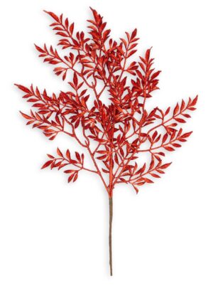 Red Glitter Spray With Mini Leaves