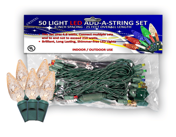 50 LED C6 6" Spacing - Green Wire, Warm White