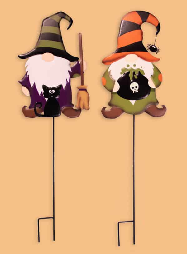 38" Metal Halloween Gnome Stakes
