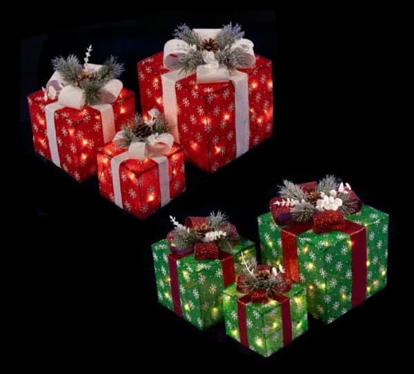 3 Piece Lighted Snowflake Gift Boxes