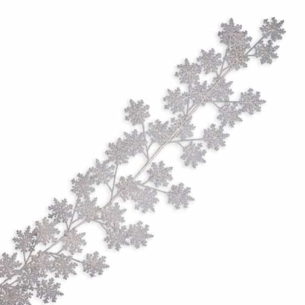 6' White Snowflake Garland With Silver Glitter