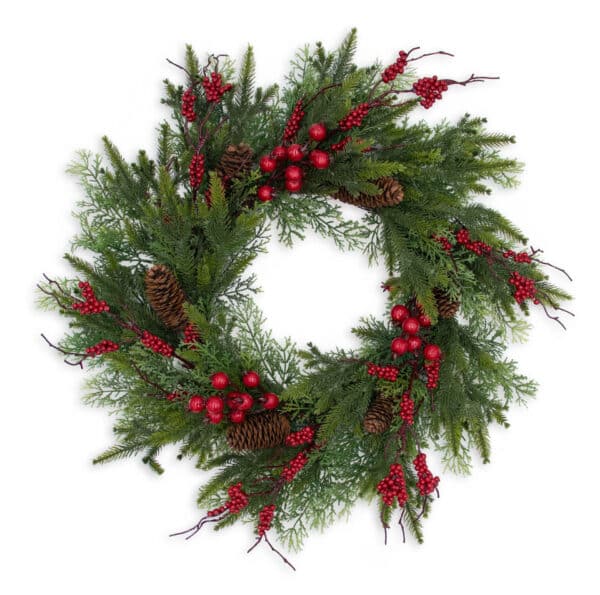 24" Mixed Pine Wreath