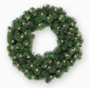 24" Classic Pine Wreath - Commercial Grade LED - Warm White