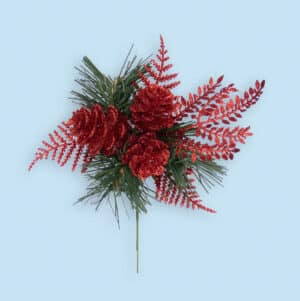 Red Glitter Pine Cone Pick