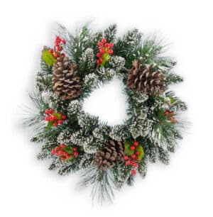 18" Mixed Flocked Pine Wreath