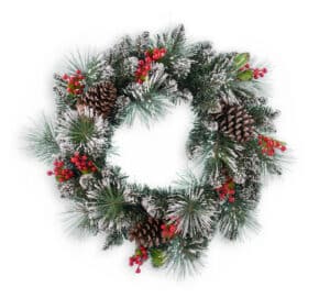 24" Mixed Flocked Pine Wreath