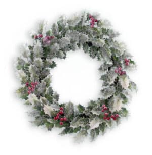 22" Glittered Holly Berry Wreath