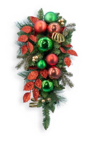 28" PVC Mixed Pine Teardrop Swag